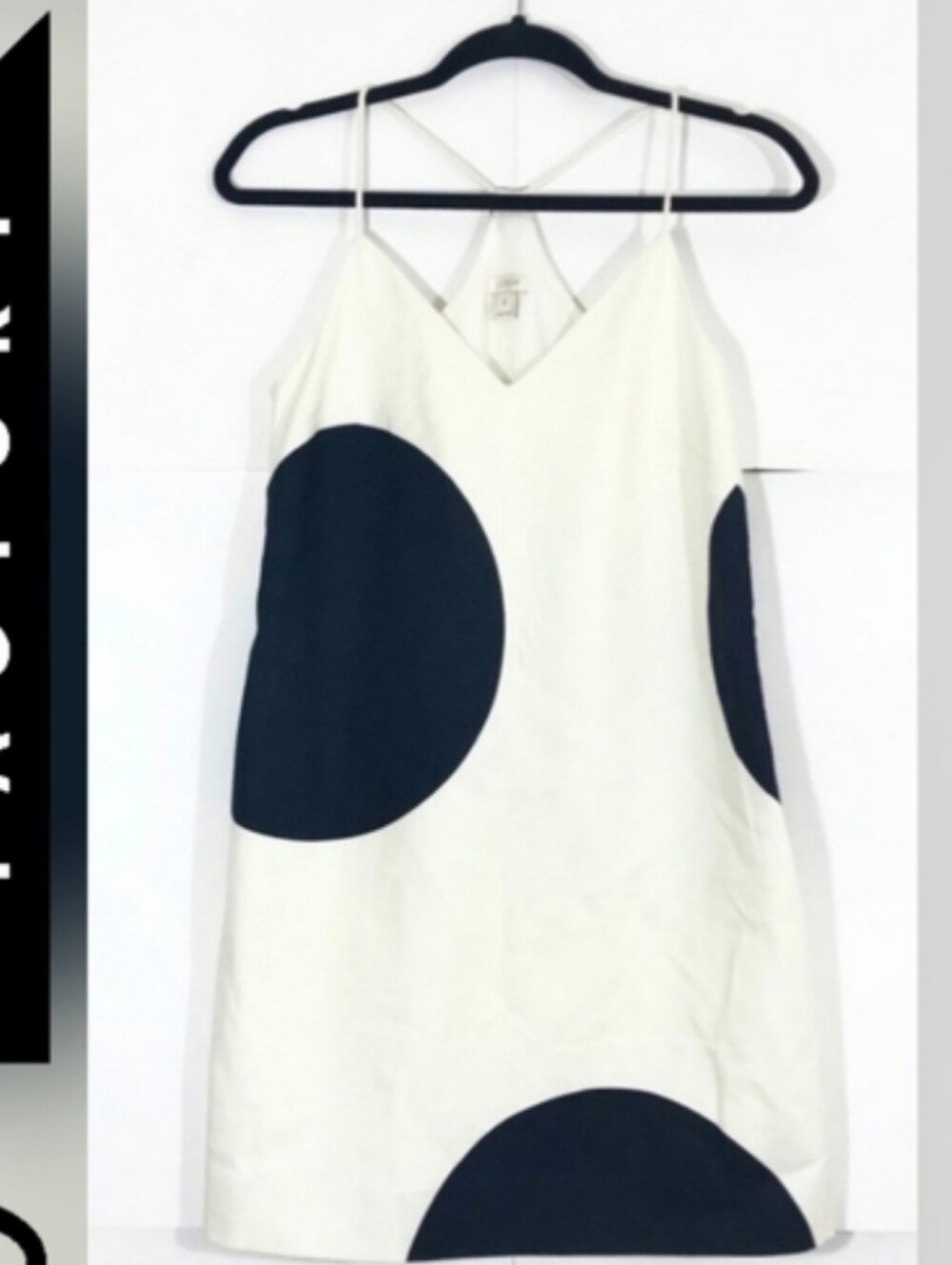 J. Crew Factory White Cotton Dress with Black Big Polka Dots Size 4